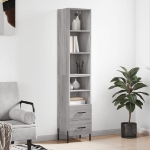 Credenza Grigio Sonoma 34,5x34x180 cm in Legno Multistrato