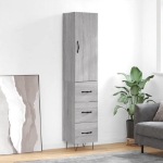 Credenza Grigio Sonoma 34,5x34x180 cm in Legno Multistrato