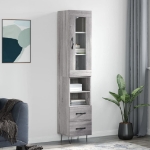 Credenza Grigio Sonoma 34,5x34x180 cm in Legno Multistrato