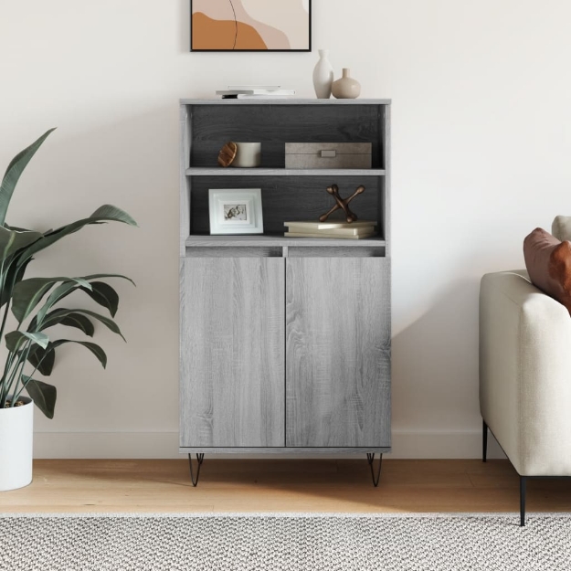 Credenza Grigio Sonoma 60x36x110 cm in Legno Multistrato