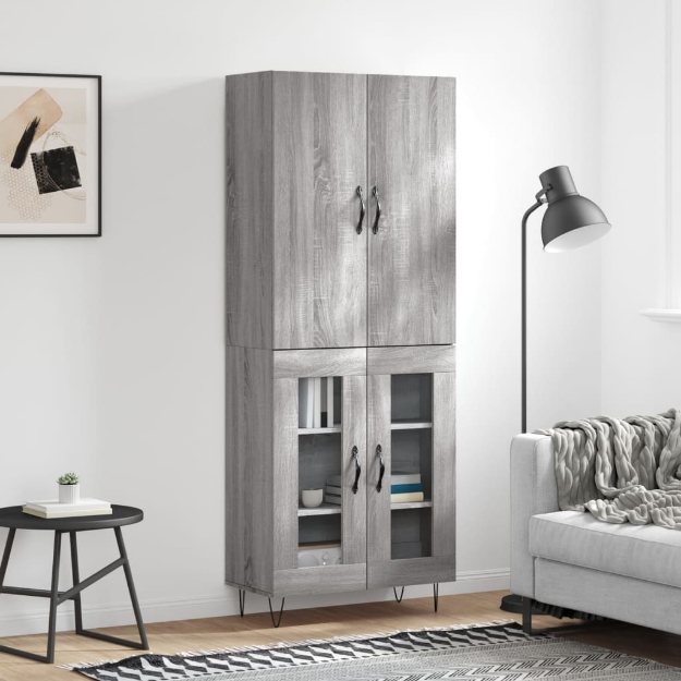 Credenza Grigio Sonoma 69,5x34x180 cm in Legno Multistrato