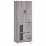 Credenza Grigio Sonoma 69,5x34x180 cm in Legno Multistrato