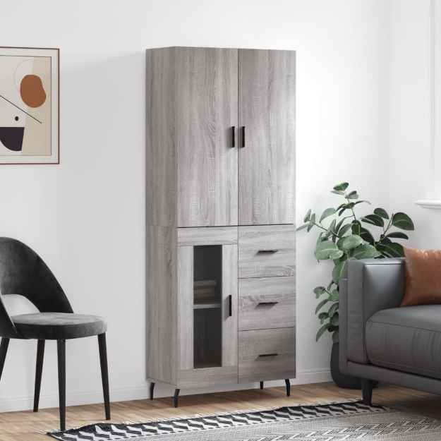 Credenza Grigio Sonoma 69,5x34x180 cm in Legno Multistrato