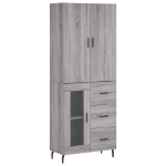 Credenza Grigio Sonoma 69,5x34x180 cm in Legno Multistrato