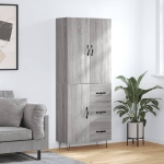 Credenza Grigio Sonoma 69,5x34x180 cm in Legno Multistrato