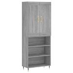 Credenza Grigio Sonoma 69,5x34x180 cm in Legno Multistrato