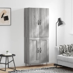 Credenza Grigio Sonoma 69,5x34x180 cm in Legno Multistrato