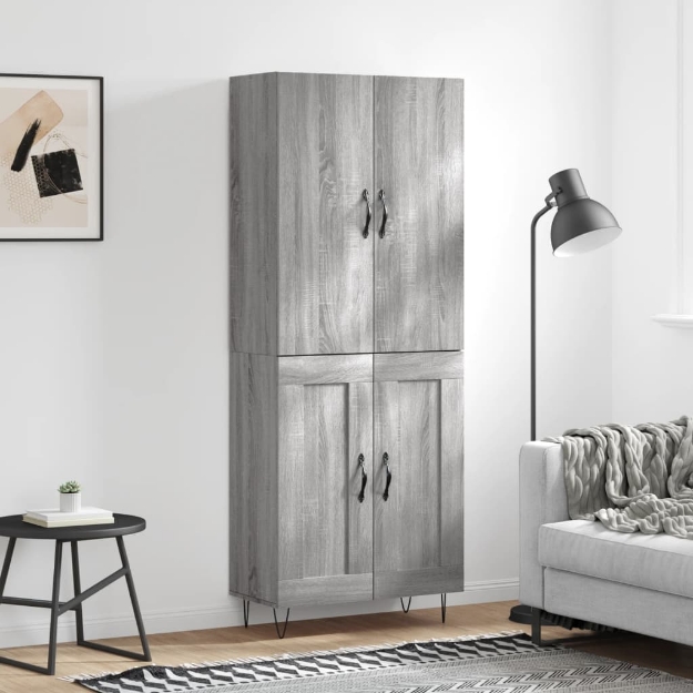 Credenza Grigio Sonoma 69,5x34x180 cm in Legno Multistrato