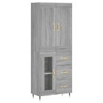 Credenza Grigio Sonoma 69,5x34x180 cm in Legno Multistrato