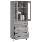 Credenza Grigio Sonoma 69,5x34x180 cm in Legno Multistrato