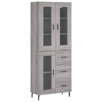 Credenza Grigio Sonoma 69,5x34x180 cm in Legno Multistrato