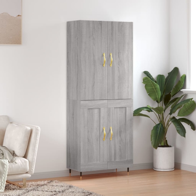 Credenza Grigio Sonoma 69,5x34x180 cm in Legno Multistrato