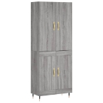 Credenza Grigio Sonoma 69,5x34x180 cm in Legno Multistrato