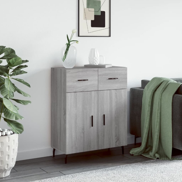 Credenza Grigio Sonoma 69,5x34x90 cm in Legno Multistrato