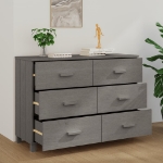 Credenza HAMAR Grigio Chiaro 113x40x80cm Legno Massello di Pino