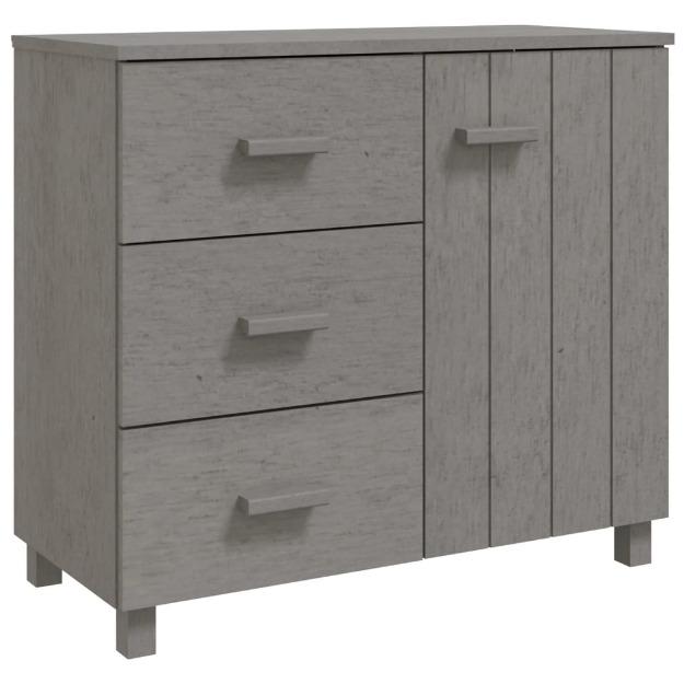 Credenza HAMAR Grigio Chiaro 90x40x80 cm Legno Massello di Pino