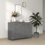 Credenza HAMAR Grigio Scuro 113x40x80 cm Legno Massello di Pino