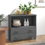 Credenza HAMAR Grigio Scuro 85x35x80 cm Legno Massello di Pino