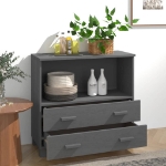 Credenza HAMAR Grigio Scuro 85x35x80 cm Legno Massello di Pino