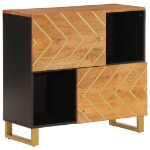 Credenza Marrone e Nera 80x33,5x75cm in Legno Massello di Mango