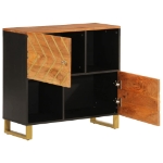 Credenza Marrone e Nera 80x33,5x75cm in Legno Massello di Mango