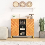 Credenza Marrone e Nera 90x33,5x75cm in Legno Massello di Mango