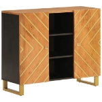 Credenza Marrone e Nera 90x33,5x75cm in Legno Massello di Mango