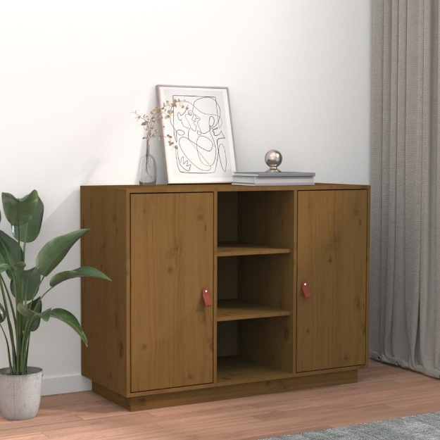 Credenza Miele 100x40x75 cm in Legno Massello di Pino