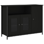 Credenza Nera 100x35x75 cm in Legno Multistrato