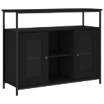 Credenza Nera 100x35x80 cm in Legno Multistrato