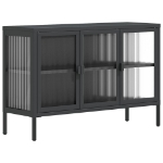 Credenza Nera 105x35x70 cm Vetro e Acciaio