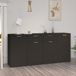 Credenza Nera 160x36x75 cm in Legno Multistrato