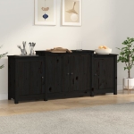 Credenza Nera 164x37x68 cm in Legno Massello di Pino