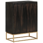 Credenza Nera 55x34x75 cm in Legno Massello di Mango e Ferro