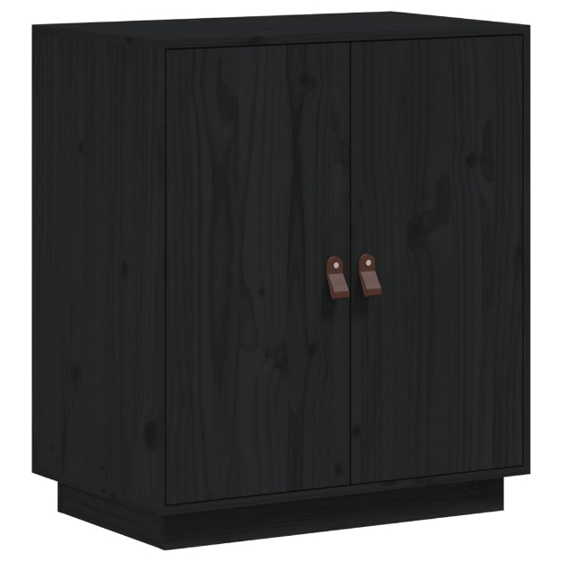 Credenza Nera 65,5x40x75 cm in Legno Massello di Pino