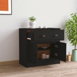 Credenza Nera 70x35,5x67,5 cm in Legno Multistrato