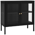 Credenza Nera 70x35x70 cm in Acciaio e Vetro