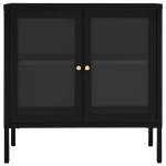 Credenza Nera 70x35x70 cm in Acciaio e Vetro