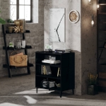 Credenza Nero Lucido 57x35x70 cm in Legno Multistrato