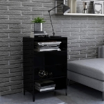 Credenza Nero Lucido 57x35x90 cm in Legno Multistrato