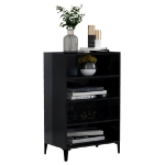 Credenza Nero Lucido 57x35x90 cm in Legno Multistrato