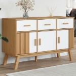 Credenza OLDEN Bianca e Marrone 114x43x73,5 cm Massello di Pino