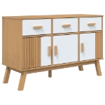 Credenza OLDEN Bianca e Marrone 114x43x73,5 cm Massello di Pino