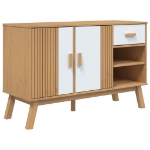 Credenza OLDEN Bianca e Marrone 114x43x73,5 cm Massello di Pino