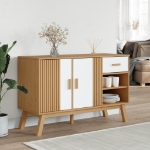 Credenza OLDEN Bianca e Marrone 114x43x73,5 cm Massello di Pino