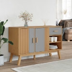 Credenza OLDEN Grigia e Marrone 114x43x73,5 cm Massello di Pino