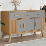 Credenza OLDEN Grigia e Marrone 114x43x73,5 cm Massello di Pino