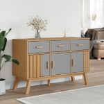 Credenza OLDEN Grigia e Marrone 114x43x73,5 cm Massello di Pino