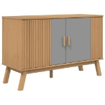 Credenza OLDEN Grigia e Marrone 114x43x73,5 cm Massello di Pino