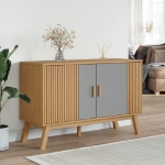 Credenza OLDEN Grigia e Marrone 114x43x73,5 cm Massello di Pino